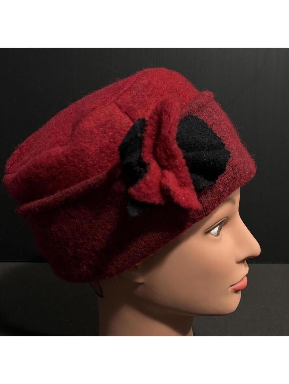 Red Wool Cloche Hat designed by Hildur Bolladóttir
